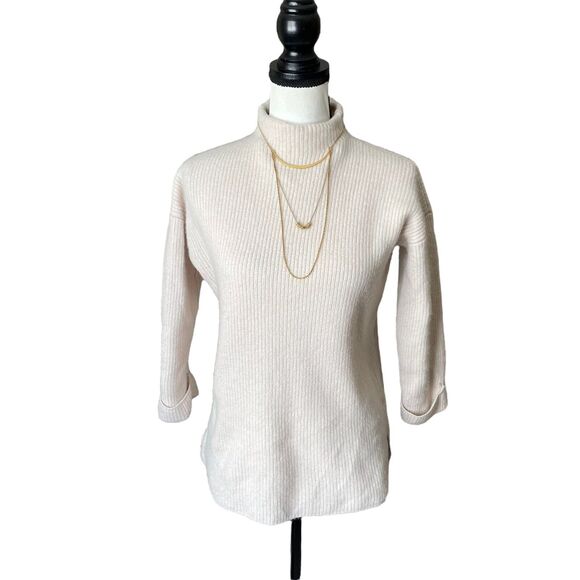MASSIMO DUTTI Blush Pink Cashmere Blend Knit Mockneck Chic Lux Sweater S 2 4 - Picture 5 of 7